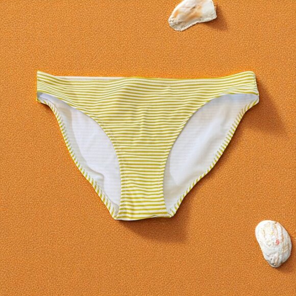 Aerie The Classic Bikini Bottom Striped Yellow and White Size Medium - Picture 2 of 6